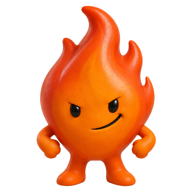 RoastMaster’s cheeky orange flame mascot